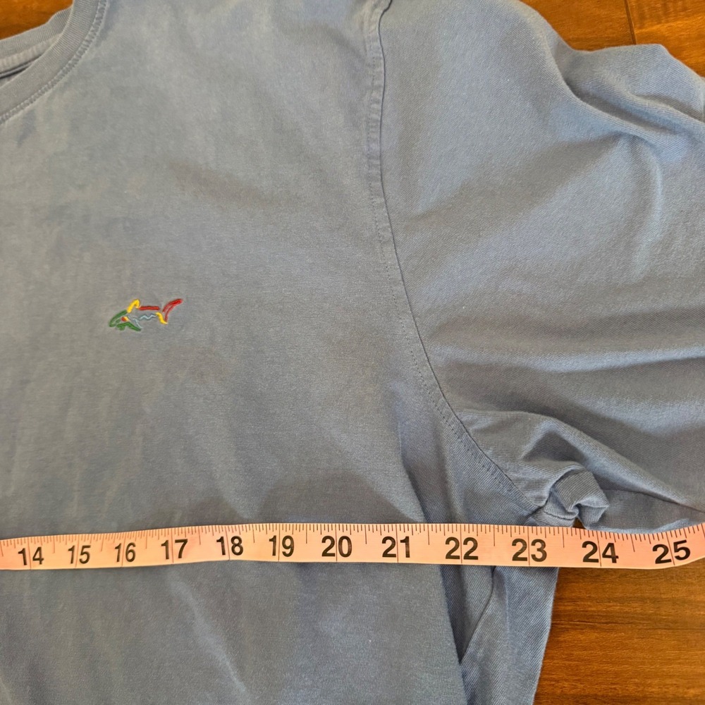 Greg Norman Mens XL Light Blue Cotton Short Sleeve Shark Logo Crewneck T-Shirt - Picture 6 of 7